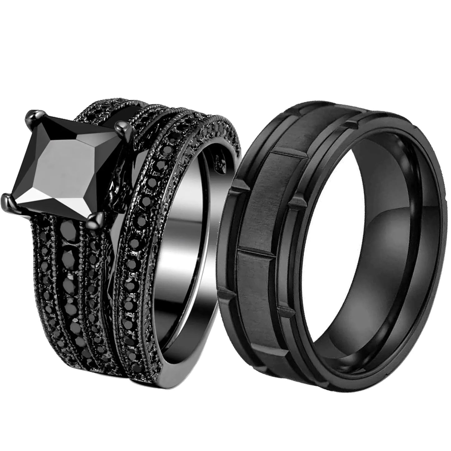 Black Titanium Steel Couple Rings