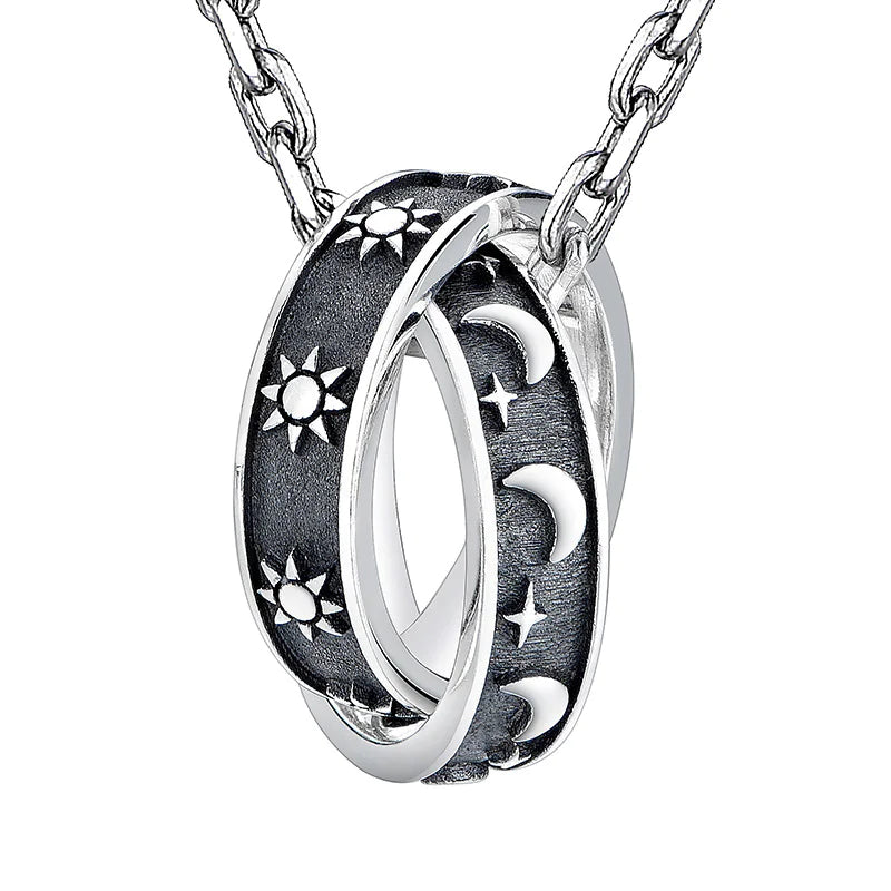 Men's Pendant Necklace - Sun, Moon, and Star Design