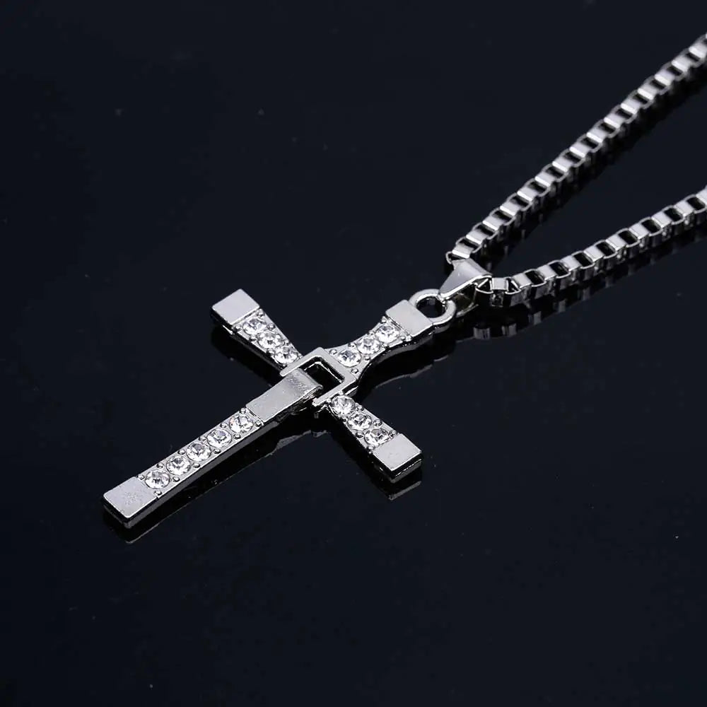 Simple Men's Cross Box Chain Necklace