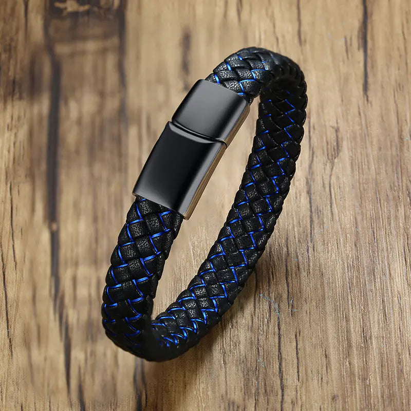 Men's Leather Rope with Titanium Steel Magnetic Buckle