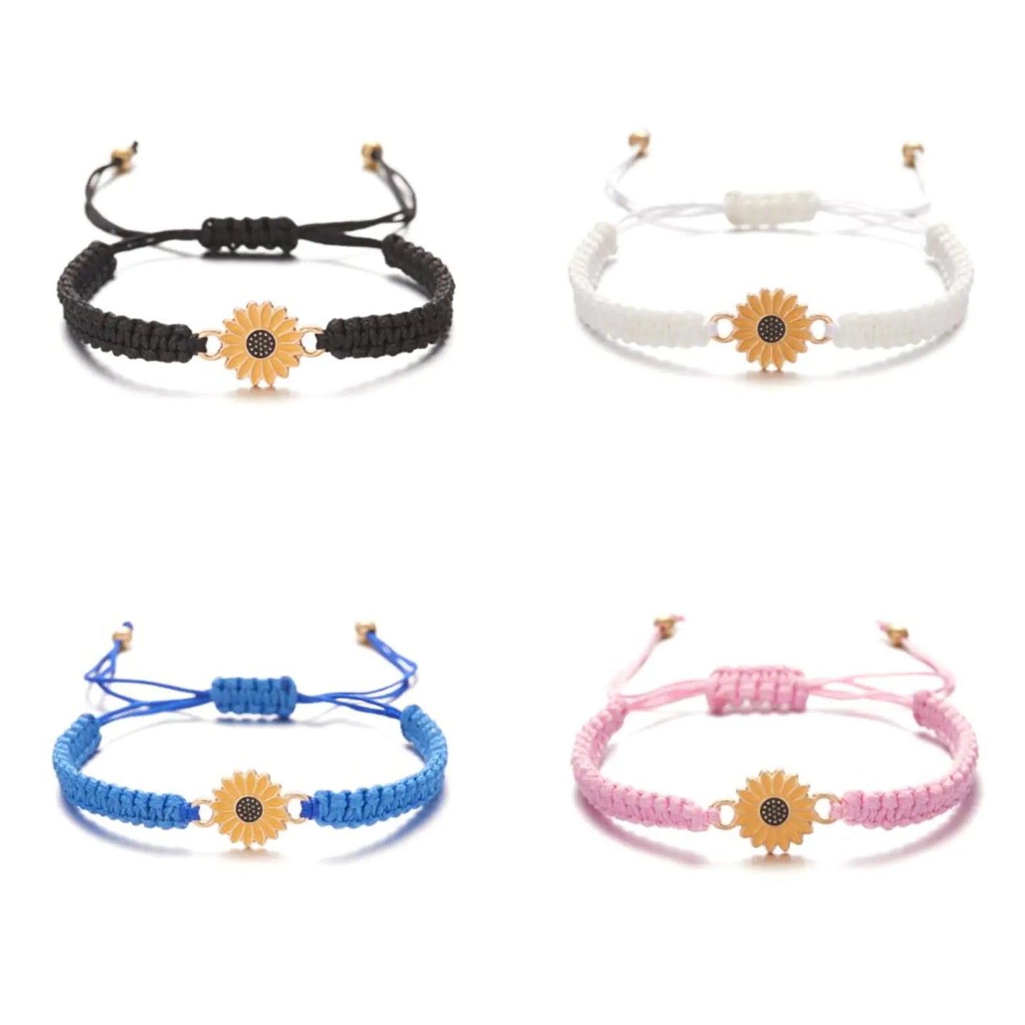 4pcs Set Kicomvi Sunflower Bracelets Adjustable for Women's