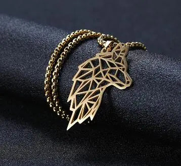 Hip-Hop Men's Necklace with Anime Wolf Model
