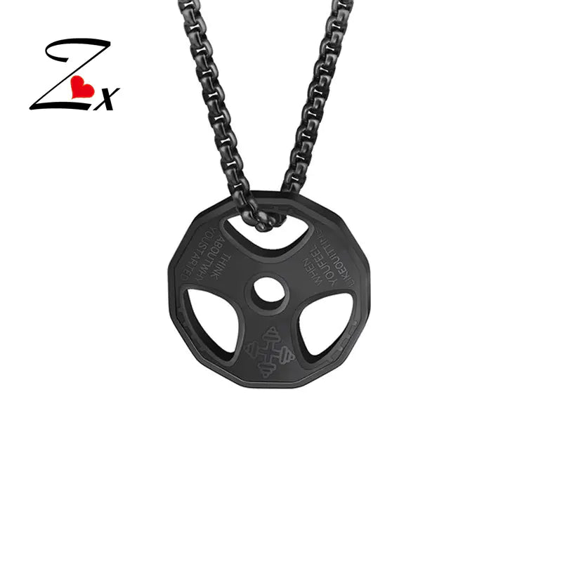 Men's Trendy Titanium Steel Dumbbell Pendant Necklace