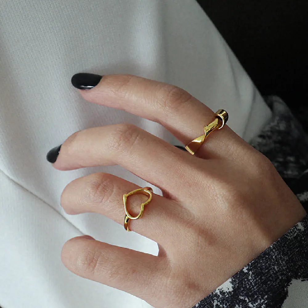 18k Gold Spiral Silver Ring for Women