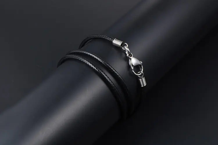 Men's Minimalist Black Woven Linen Wax Rope Necklace