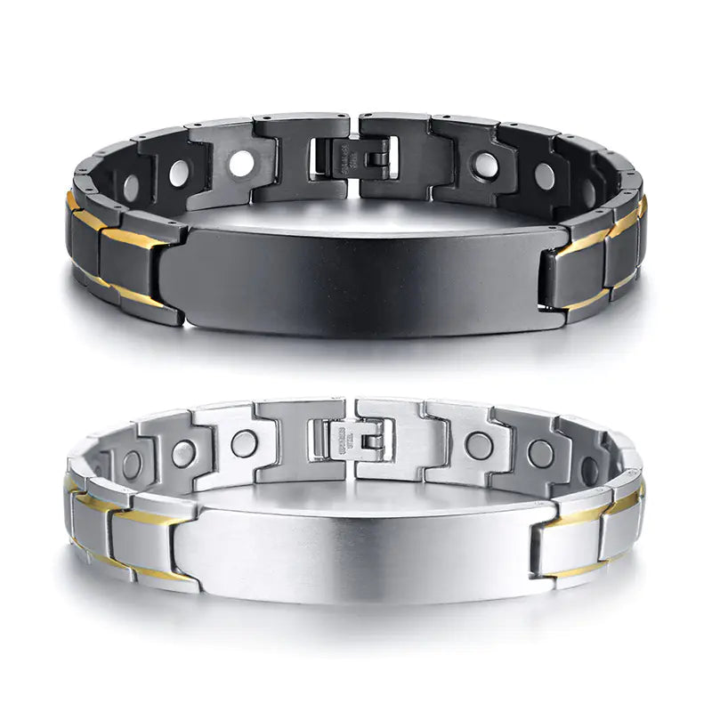 Magnetic Stainless Steel Engraved Men's Bracelet