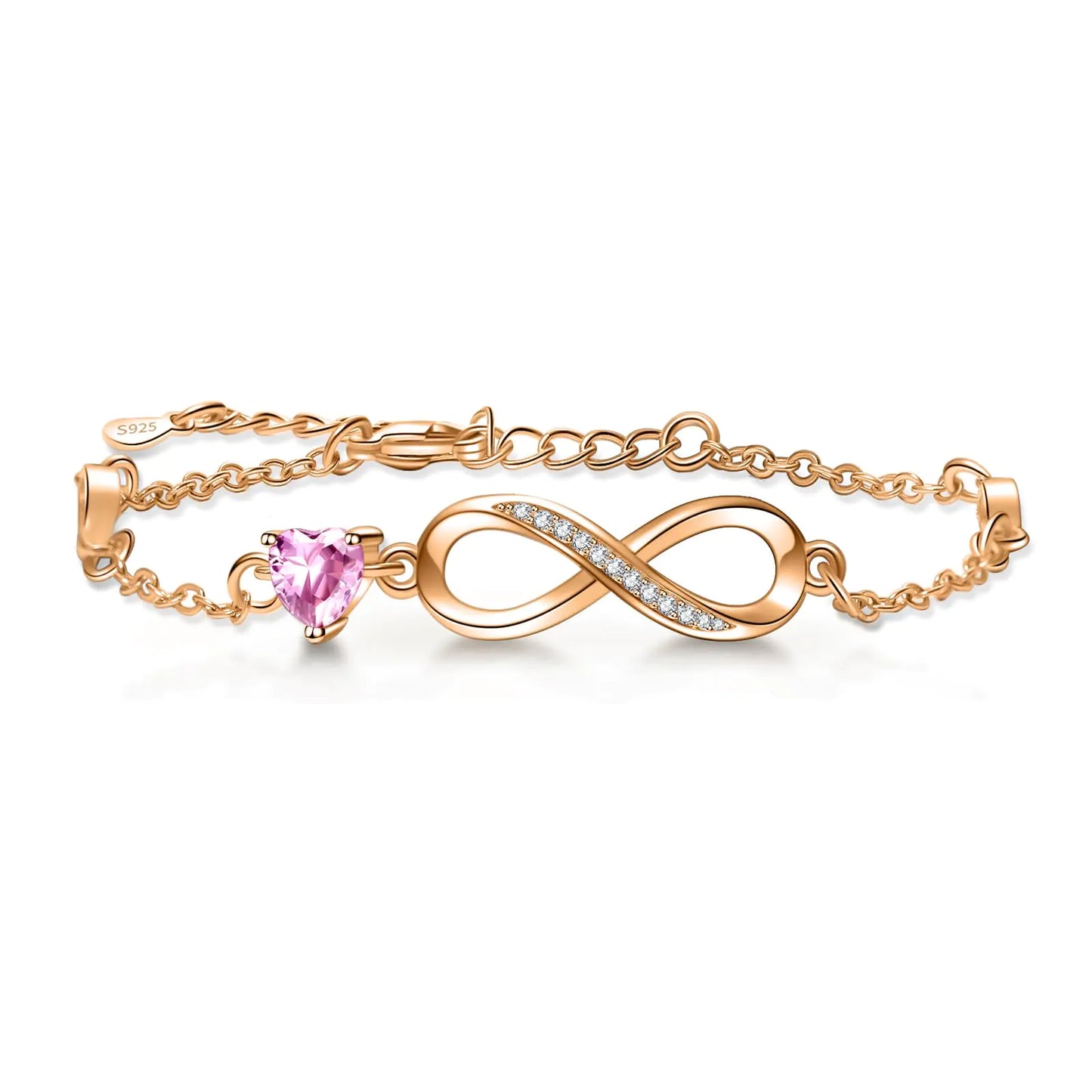 Sterling Infinity Love Diamond Gold Bracelets