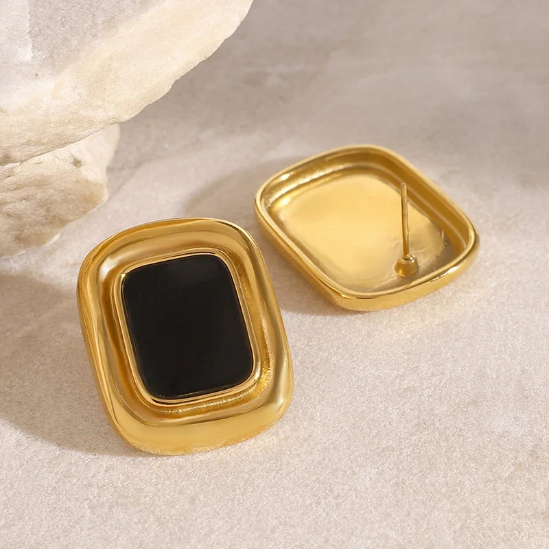 Square Earrings European And American Retro Atmosphere Light Luxury High Sense Of Personality Suitable For Daily Wear