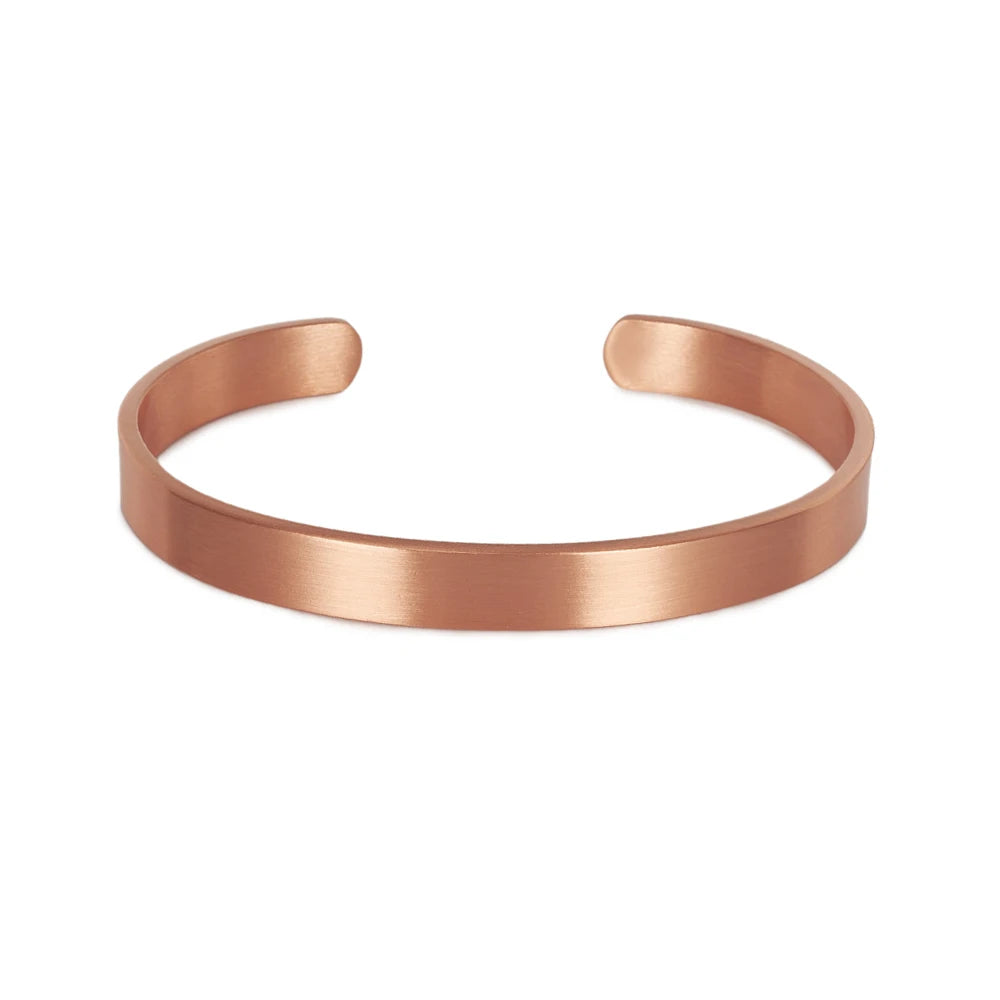 Vinterly Pure Copper Bracelets for Women Men Unisex 8mm Adjustable Open Cuff Bangles Female Resizable Jewelry Soft Metal Simple