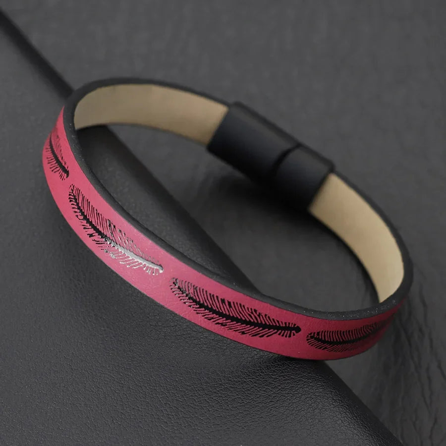 Bangle Detachable Magnet Buckle Leather Bracelet