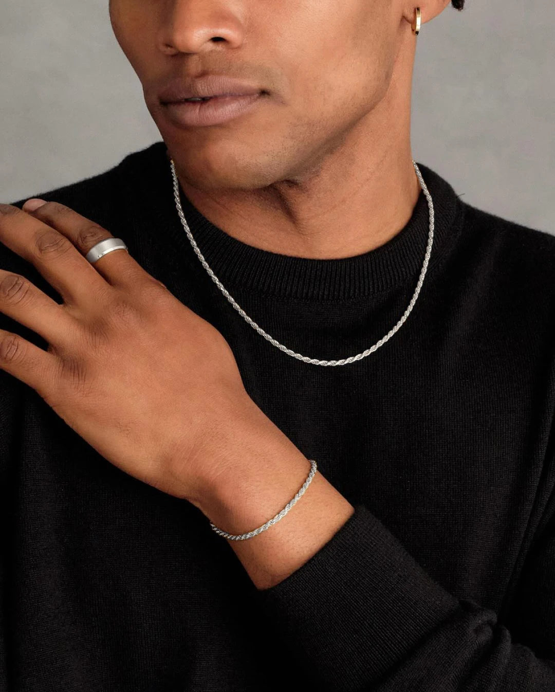 3 Pcs Stainless Steel Link Chain Bracelet Set