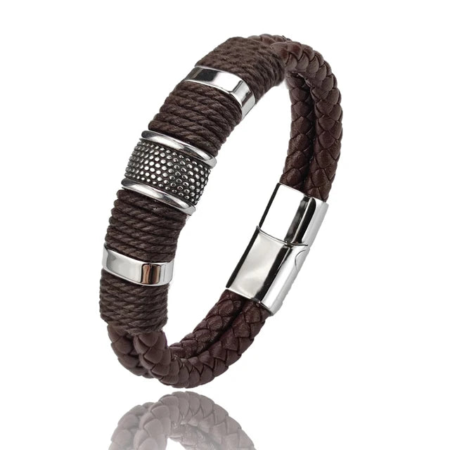 Vintage Multilayer Brown Genuine Leather Bracelet