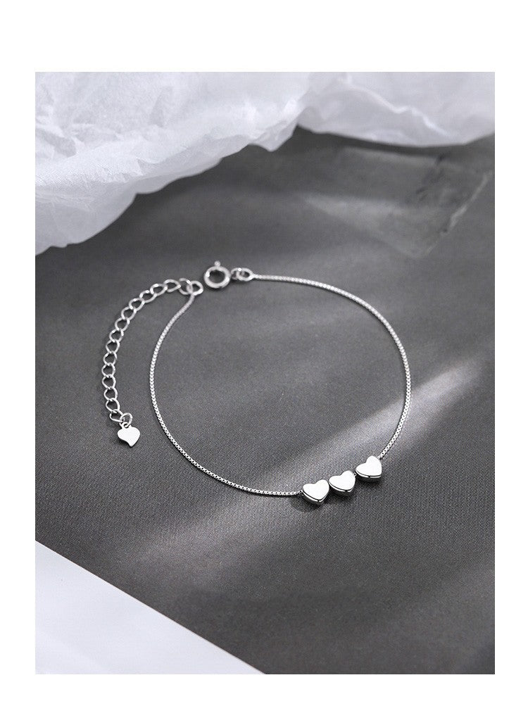 925 Silver Plated Heart Women's Bracelet