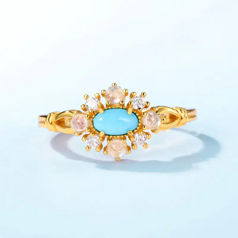 10k Gold Turquoise Fashion Ring for Women