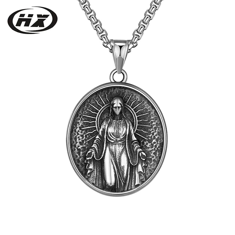 Titanium Steel Jesus Pendant Men's Stainless Necklace