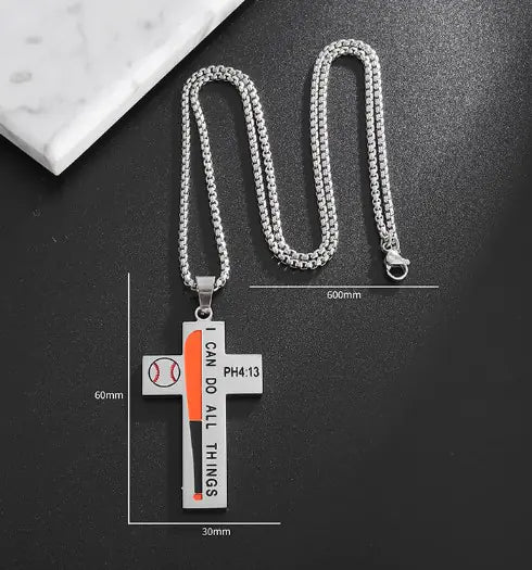 Men's Baseball Cross Necklace