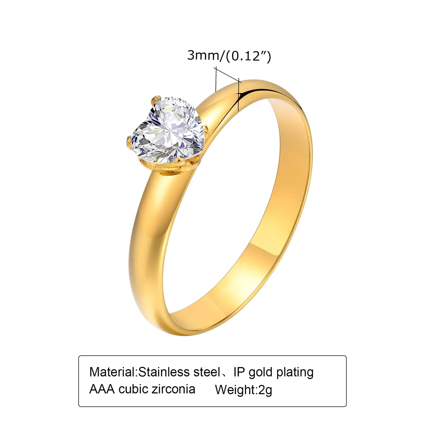 Minimal Zircon Gold Ring for Women