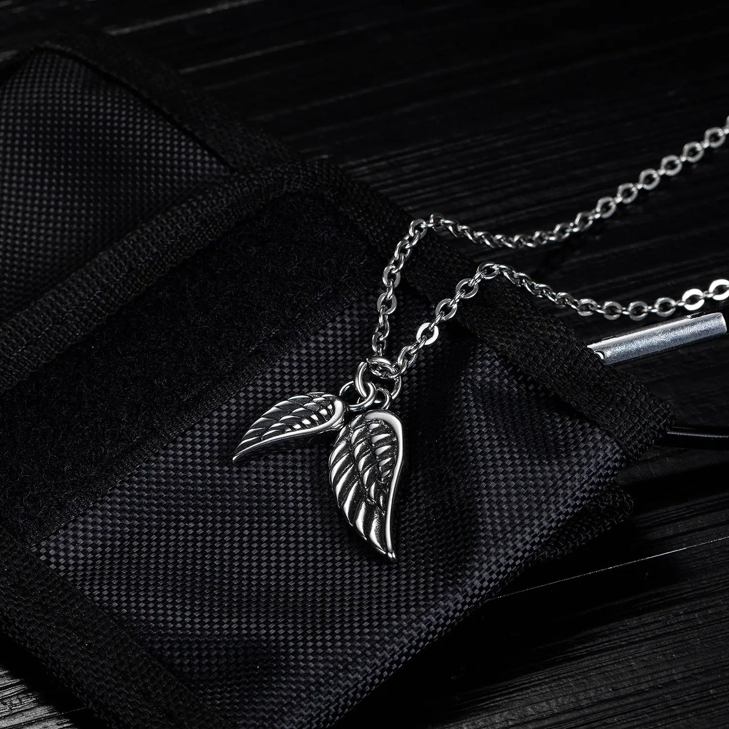 Men's Feather Necklace with Angel Wing Pendant