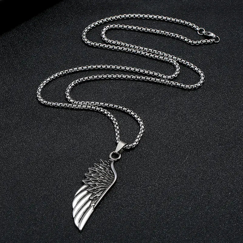 Hip Hop Style Men's Feather Pendant Necklace Set