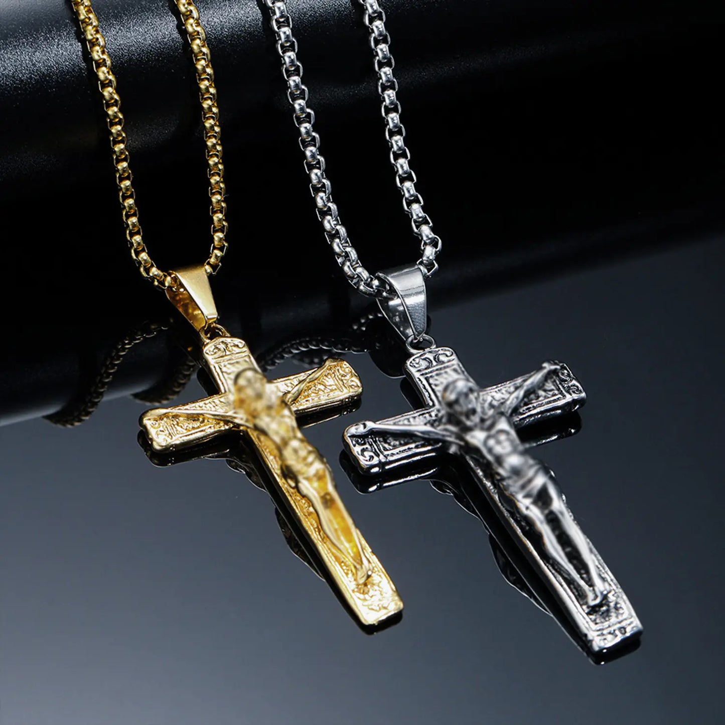 Vintage Cross Titanium Steel Men's Necklace with Pendant