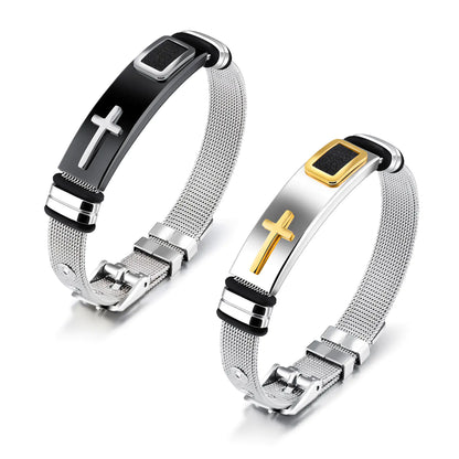 Titanium Steel Cross Bracelet for Men