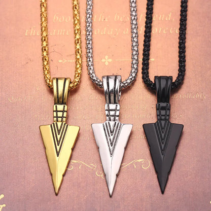 Men's Vintage Triangle Arrow Pendant Necklace
