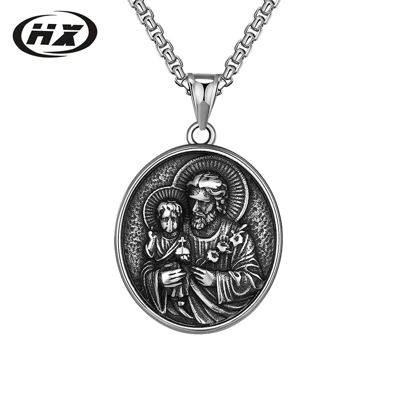 Titanium Steel Jesus Pendant Men's Stainless Necklace