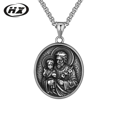 Titanium Steel Jesus Pendant Men's Stainless Necklace