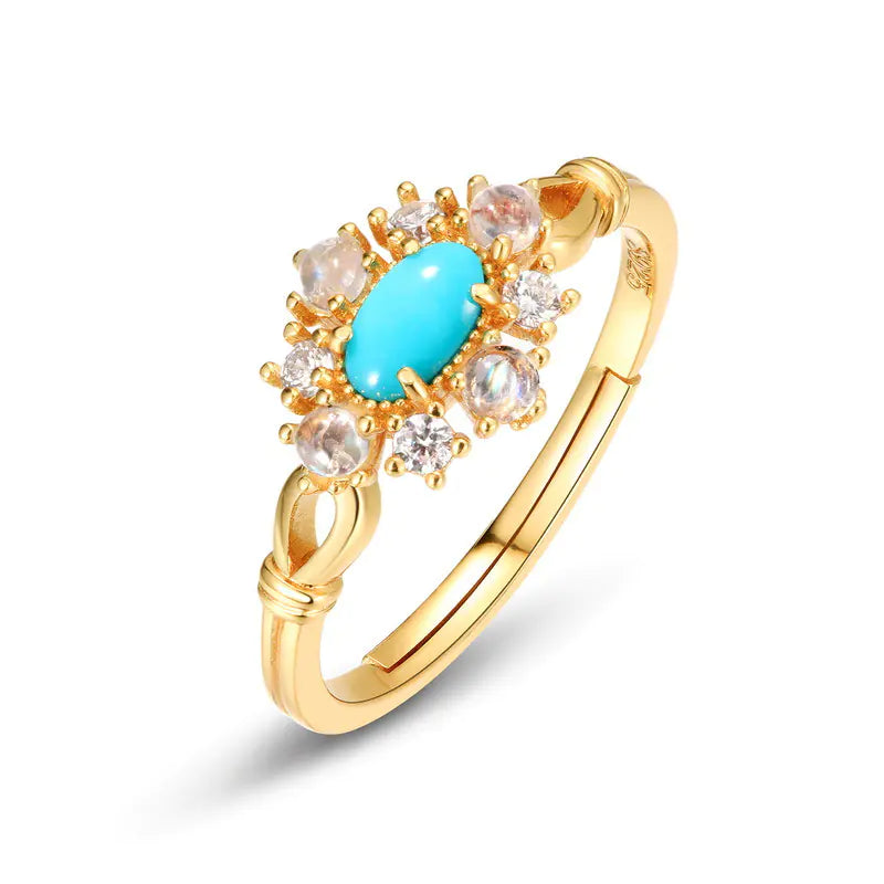 10k Gold Turquoise Fashion Ring for Women