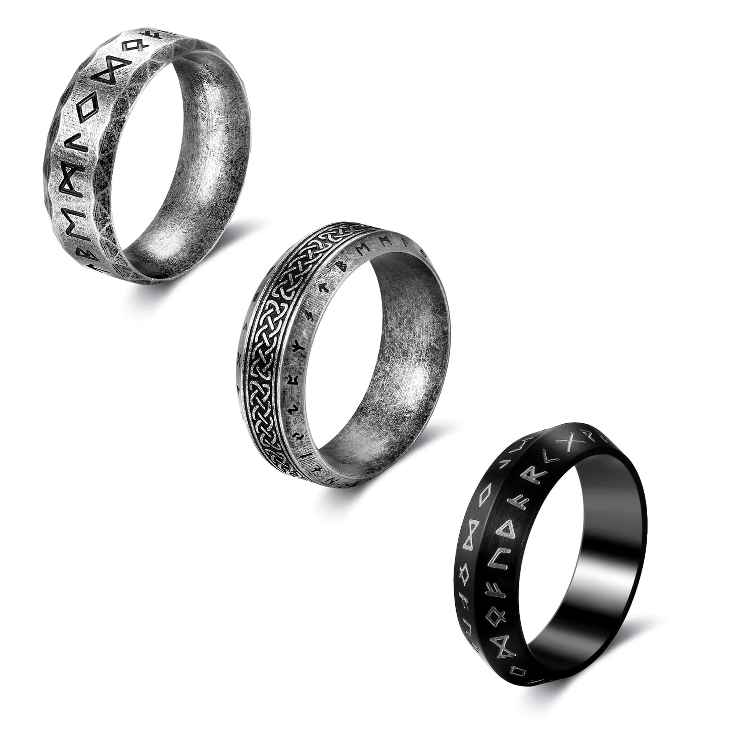 Dochais 3PCS Stainless Steel Viking Rings