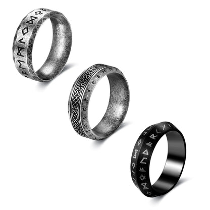 Dochais 3PCS Stainless Steel Viking Rings