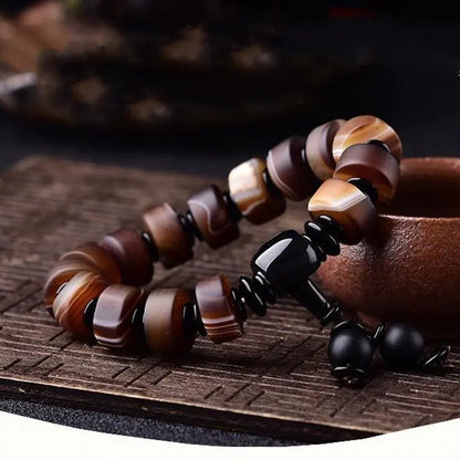 Natural Agate Beaded Men's Bracelet - Vintage Ethnic Style