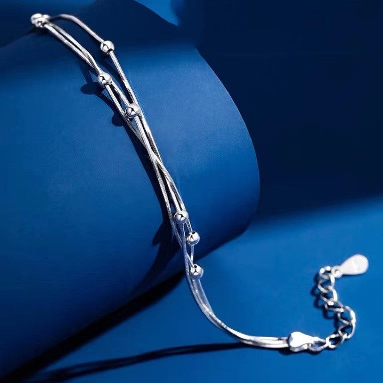 Sterling Silver Women's Bracelet - Simplified Korean Design