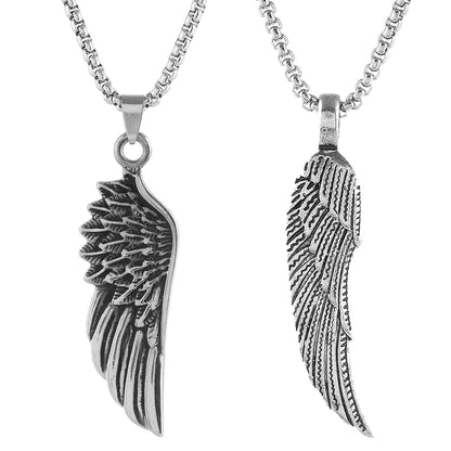 Hip Hop Style Men's Feather Pendant Necklace Set