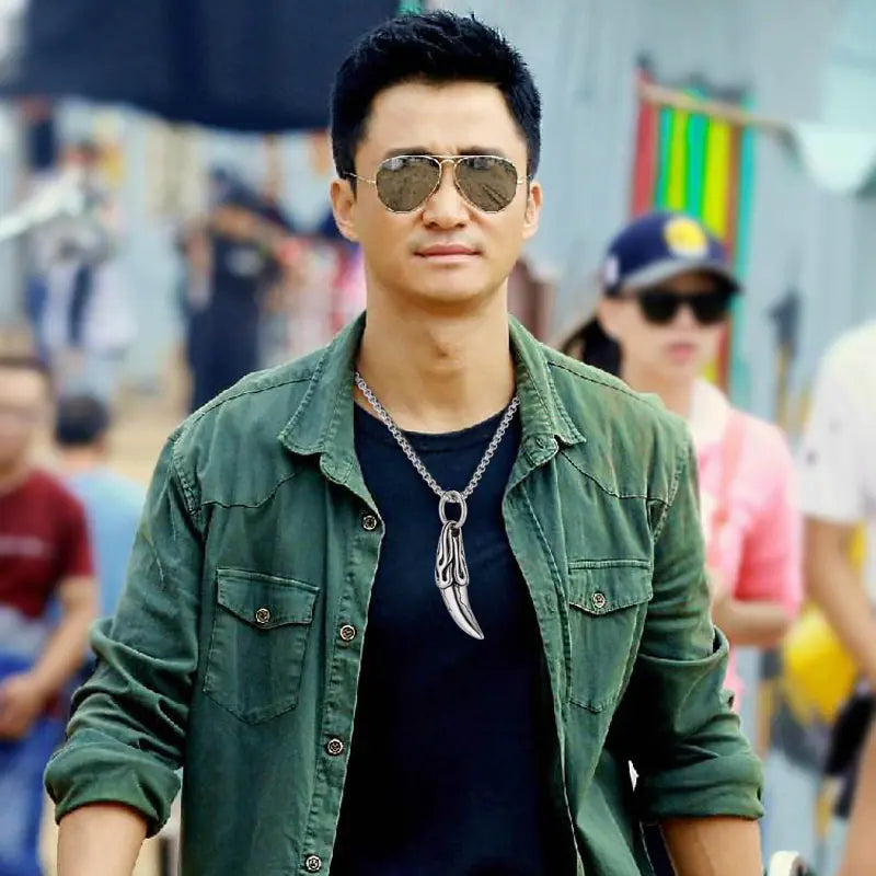 Titanium Steel Men's Wolf Tooth Necklace Pendant