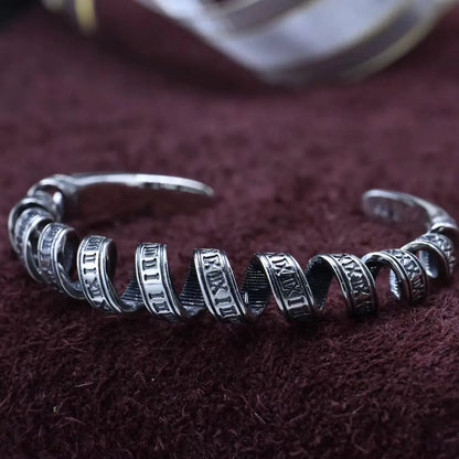 Roman Numeral S925 Sterling Silver Men's Bracelet