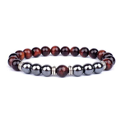 Natural Stone Tiger Eye & Agate Men's Bracelet: