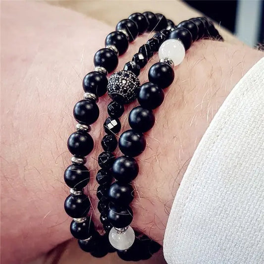 Trendy Handmade Zircon Beaded Men's Bracelet Sets
