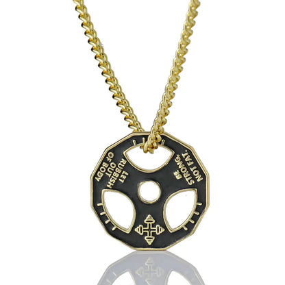 Men's Dumbbell and Steering Wheel Pendant Necklace