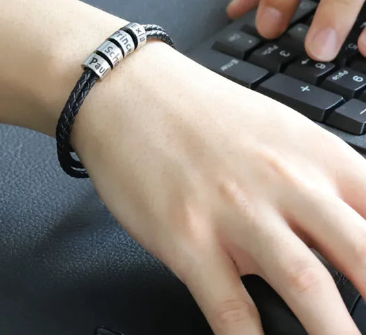 Men's Black Leather Rope Bracelet