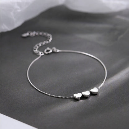 925 Silver Plated Heart Women's Bracelet
