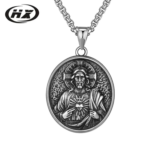 Titanium Steel Jesus Pendant Men's Stainless Necklace