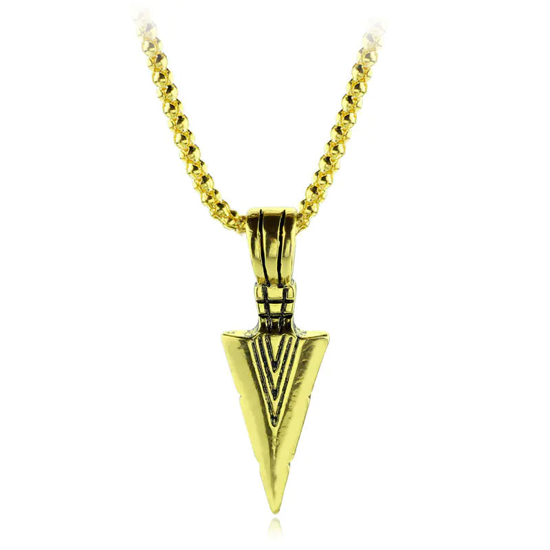 Men's Vintage Triangle Arrow Pendant Necklace