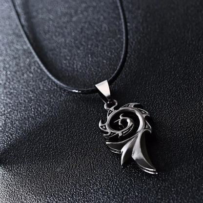 Men's Punk Dragon Flame Pendant Necklace with Chain