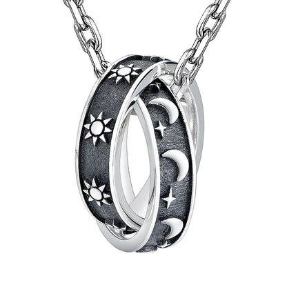 Men's Pendant Necklace - Sun, Moon, and Star Design