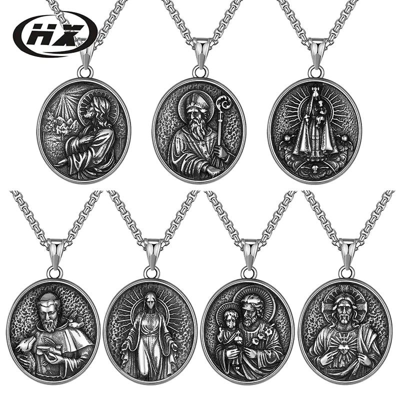 Titanium Steel Jesus Pendant Men's Stainless Necklace