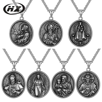 Titanium Steel Jesus Pendant Men's Stainless Necklace