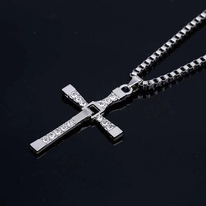 Simple Men's Cross Box Chain Necklace