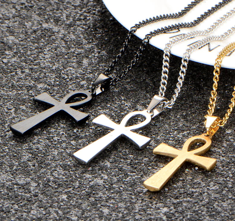 Titanium Steel Egyptian Cross Men's Necklace