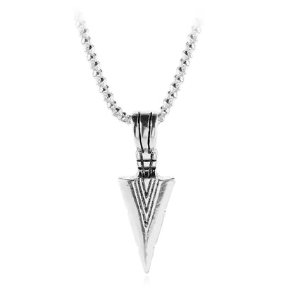 Men's Vintage Triangle Arrow Pendant Necklace